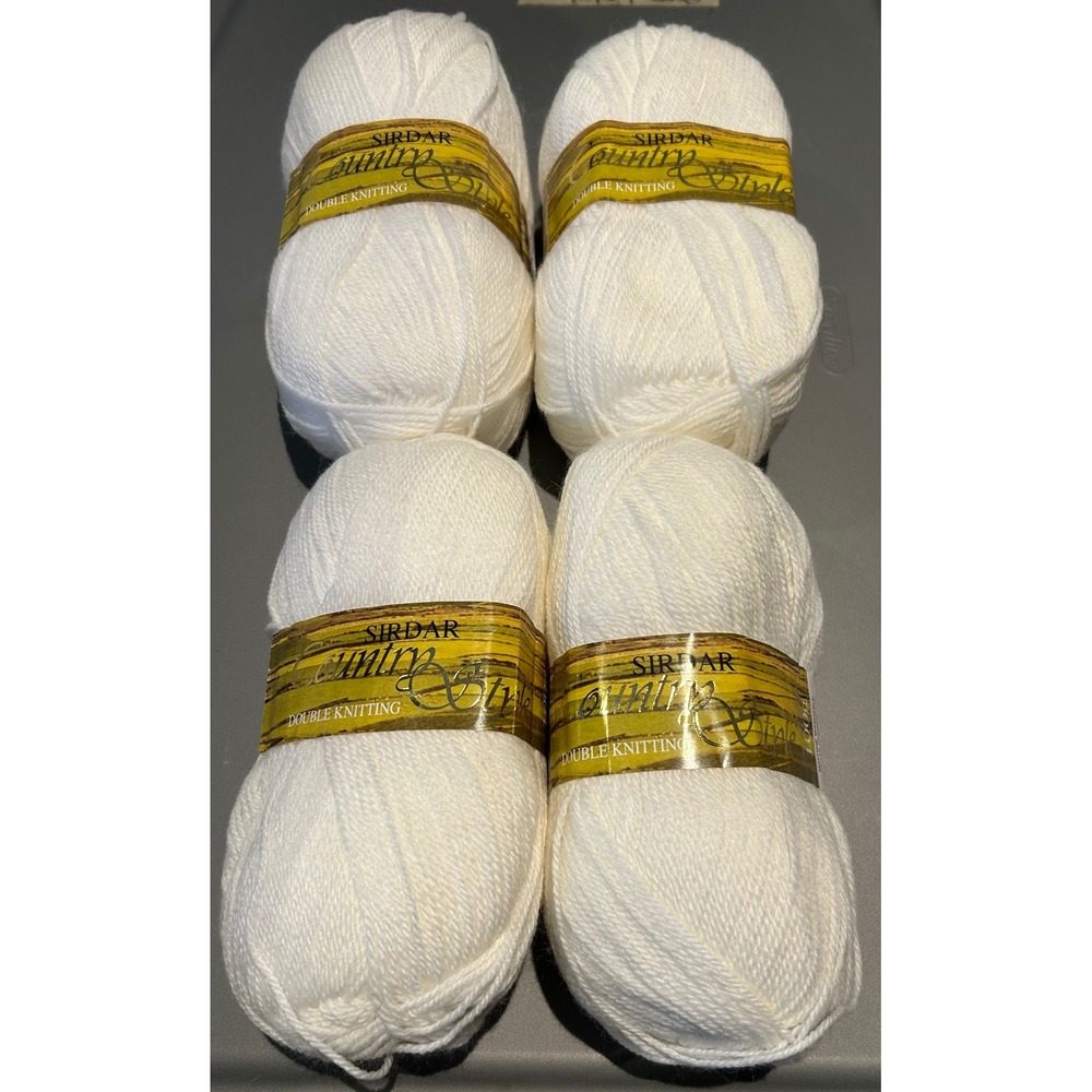 Sirdar Country Style‎ DK Yarn White Shade 412 100g 4 Skeins Wool Blend
